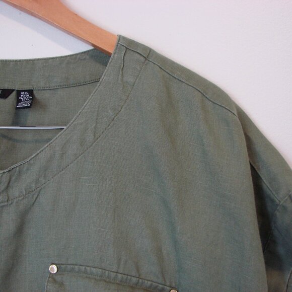 Ellen Tracy Khaki Green Zip-Front Tunic - Picture 4 of 10